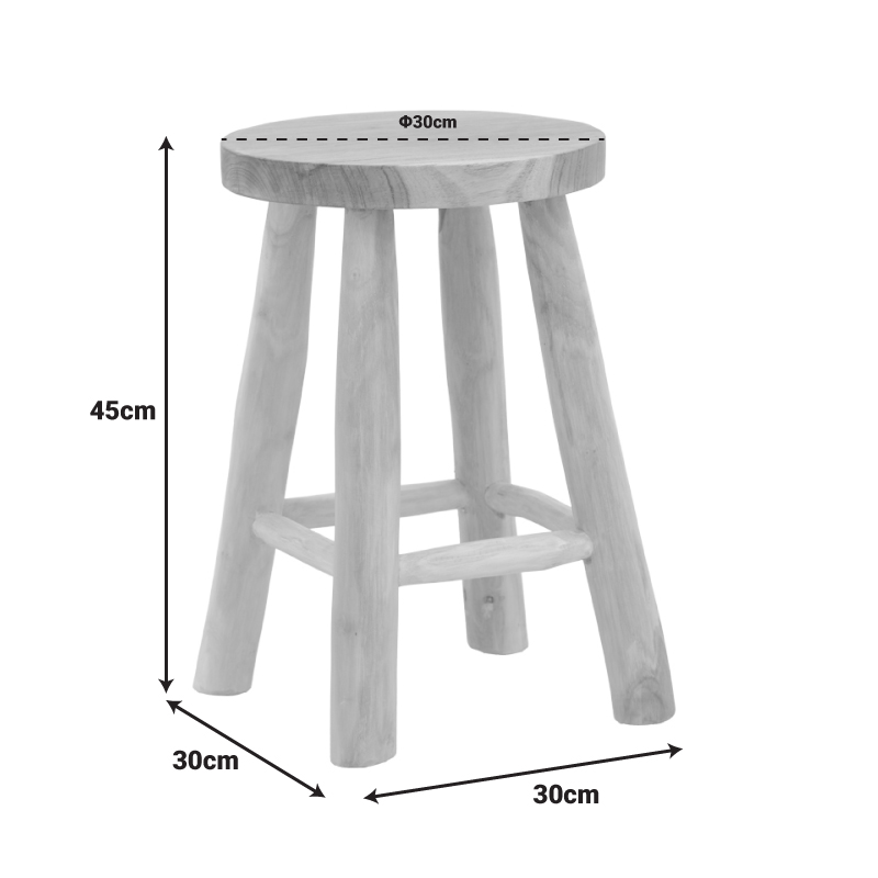 Σκαμπό Sega Pakoworld Teak Ξύλο Σε Φυσική Απόχρωση Φ30X45Εκ