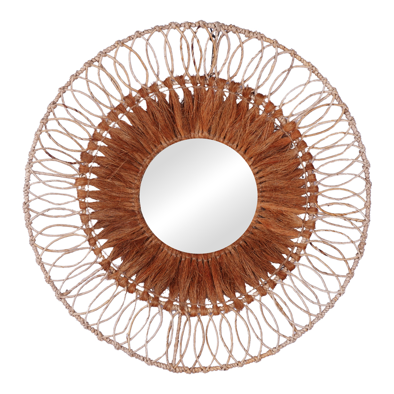 Καθρέπτης Cermine Inart Ψάθα Σε Φυσική Απόχρωση Φ80X12Εκ