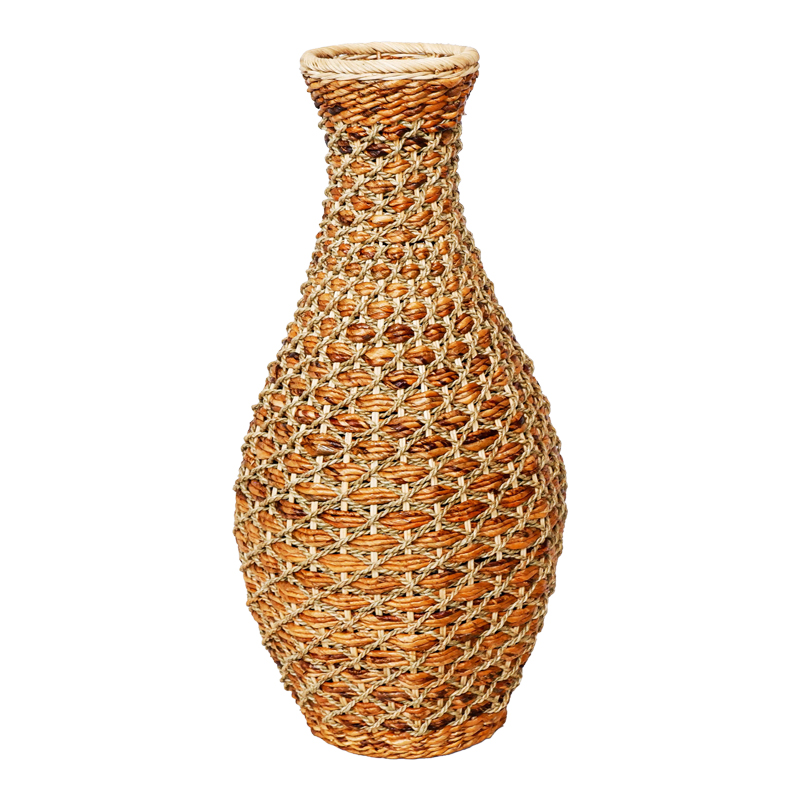 Βάζο Gucre I Inart Ξύλο-Rattan Pe Σε Φυσική Απόχρωση Φ30X70Εκ