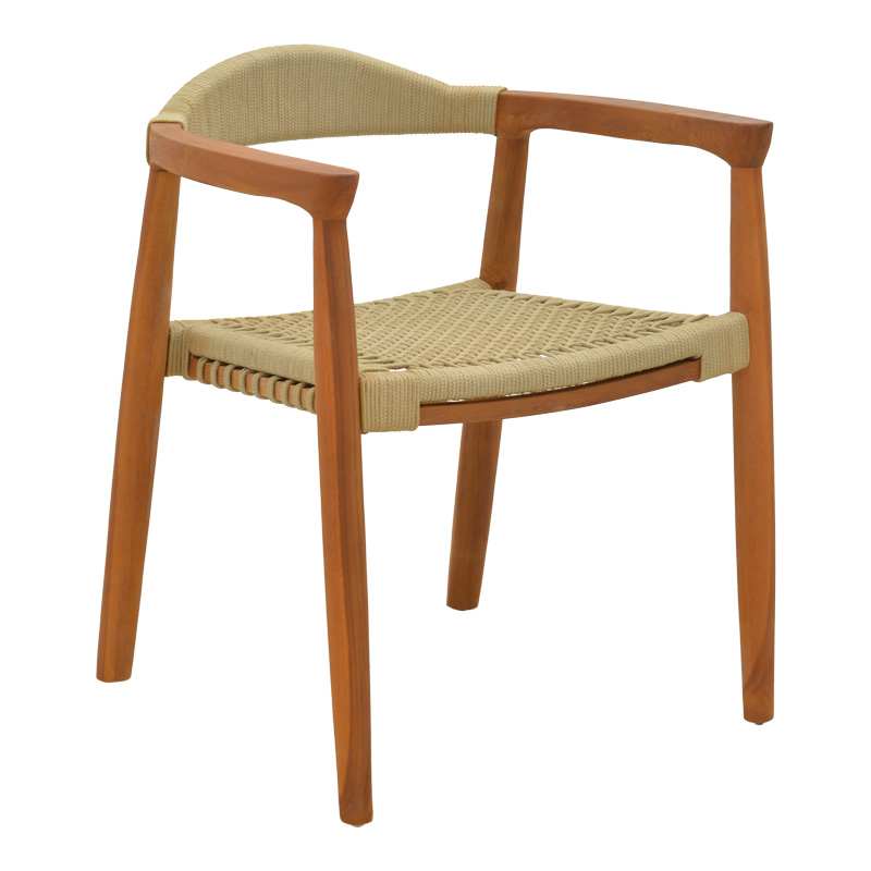 Πολυθρόνα Ganny Pakoworld Teak Ξύλο Και Pe Σχοινί Σε Φυσική Απόχρωση 61X58X71Εκ