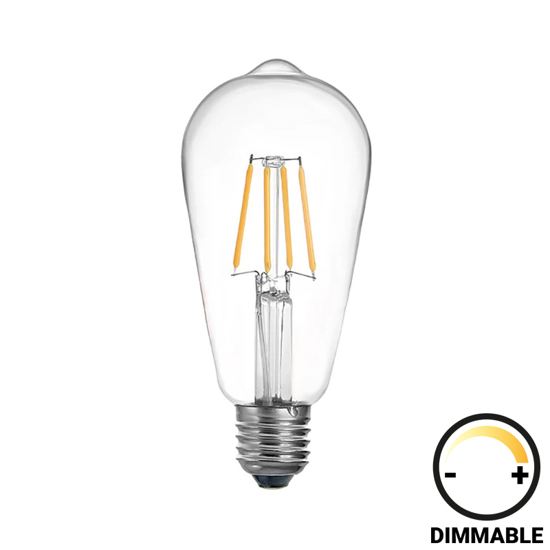 Λαμπτήρας Led St64 Bulb Pakoworld Dimmable 4W E27 2700K Clear
