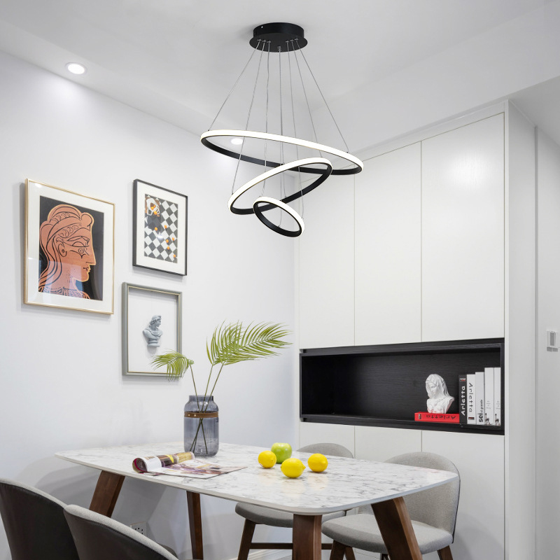 Φωτιστικό Οροφής Rings Pakoworld Led Μέταλλο Μαύρο Φ60X100Εκ