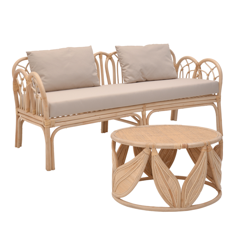 Σαλόνι Ytrone-Siderty Pakoworld Σετ 2Τεμ Rattan Σε Φυσική Απόχρωση