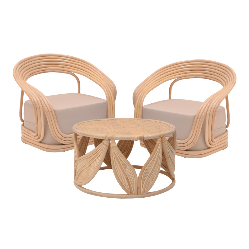 Σαλόνι Radictive-Siderty Pakoworld Σετ 3Τεμ Rattan Σε Φυσική Απόχρωση