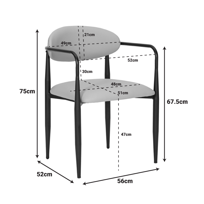 Πολυθρόνα Kalone Pakoworld Pu Σε Μαύρη Απόχρωση 56X55X78Εκ