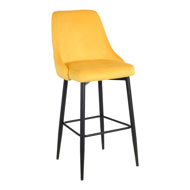 Σκαμπό Μπαρ Zedna Pakoworld Κίτρινο Βελούδο Με Μαύρα Μεταλλικά Πόδια 52X57X111Εκ