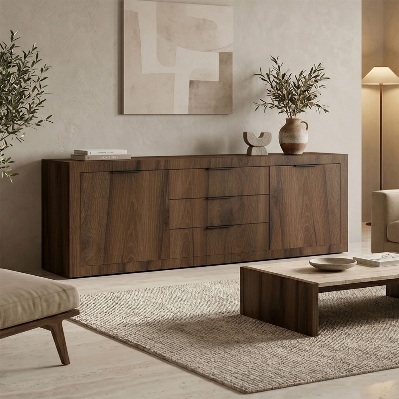 Μπουφές Doha Pakoworld Καρυδί Με Oak 210X45X80.5Εκ