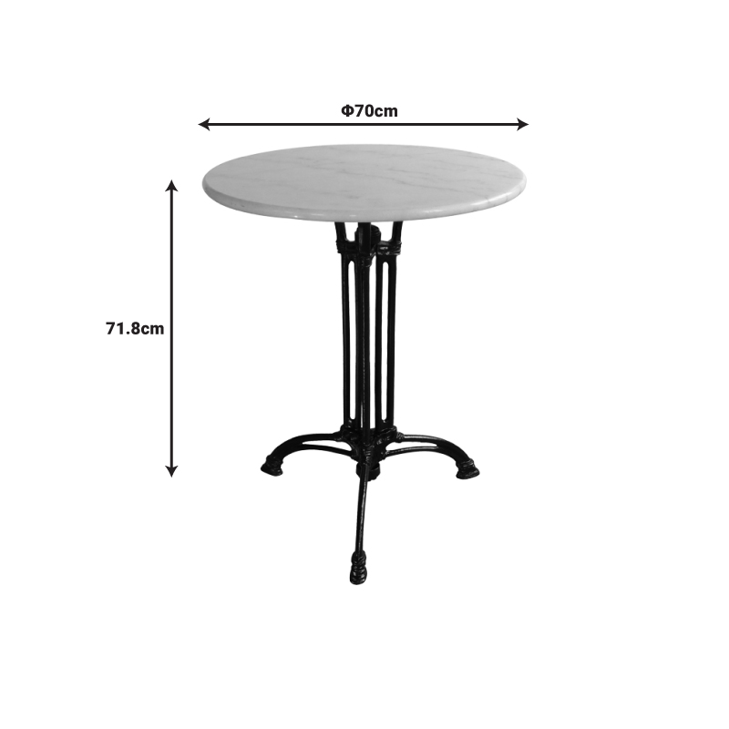 Τραπέζι Μαρμάρινο Bastile Pakoworld Μαντέμι Σε Λευκή-Μαύρη Απόχρωση Φ70X71.8Εκ
