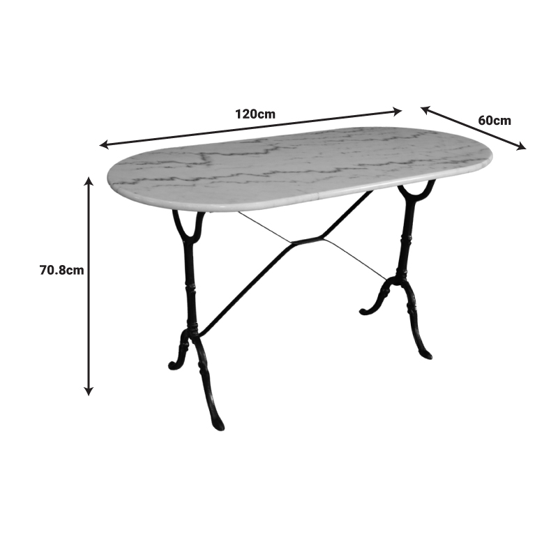 Τραπέζι Μαρμάρινο Baluta Pakoworld Μαντέμι Σε Λευκή-Μαύρη Απόχρωση 120X60X70.8Εκ