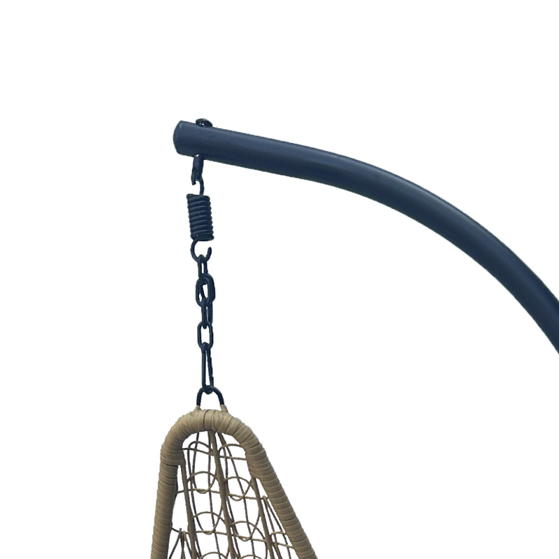 Κούνια Φωλιά Με Βάση Soleil Pakoworld Μέταλλο Μαύρο- Pe Rattan Φυσικό Με Μαύρο Μαξιλάρι 120X95X195Εκ