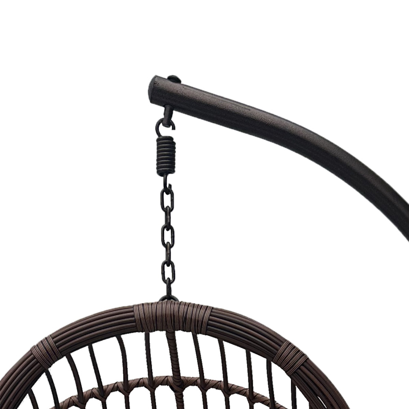 Κούνια Φωλιά Με Βάση Cungo Pakoworld Μέταλλο Καφέ- Pe Rattan Καφέ Με Μπεζ Μαξιλάρι 125X105X195Εκ