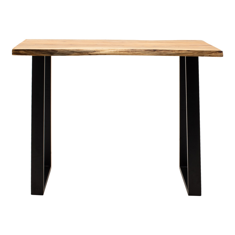 Τραπέζι Μπαρ Miles Pakoworld Μασίφ Ξύλο Ακακίας 3.7-4Εκ Σε Φυσική Απόχρωση Με Μαύρα Μεταλλικά Πόδια 120X53X97Εκ