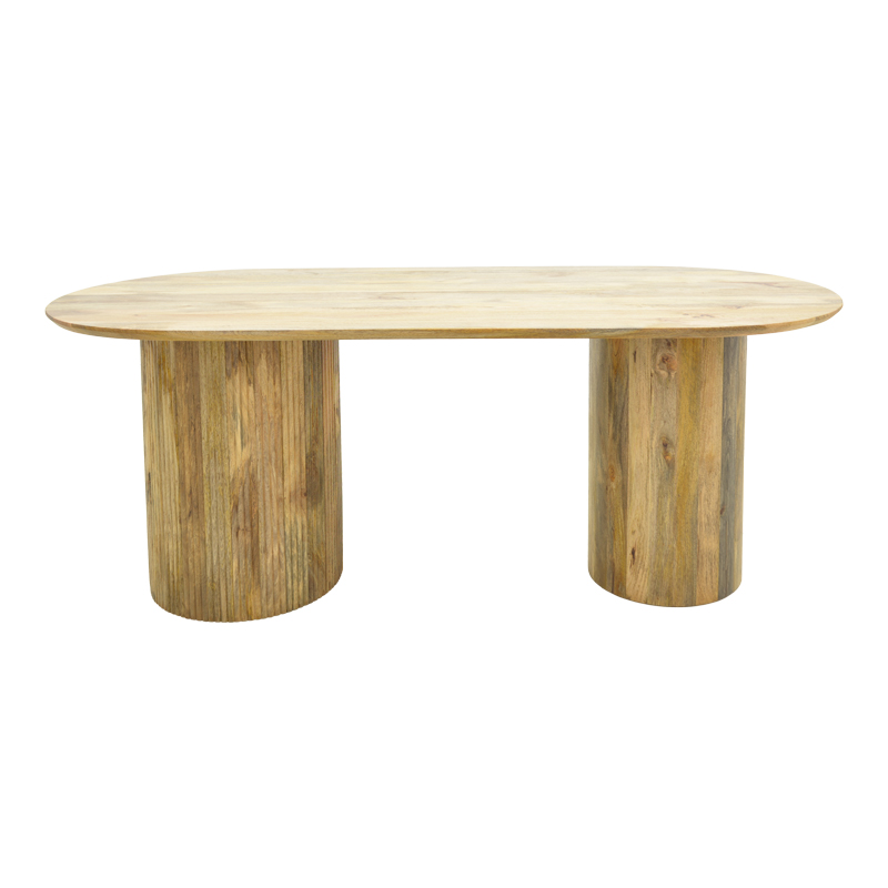 Τραπέζι Flute Pakoworld Μασίφ Μάνγκο Ξύλο Σε Φυσική Απόχρωση 200X90X76Εκ