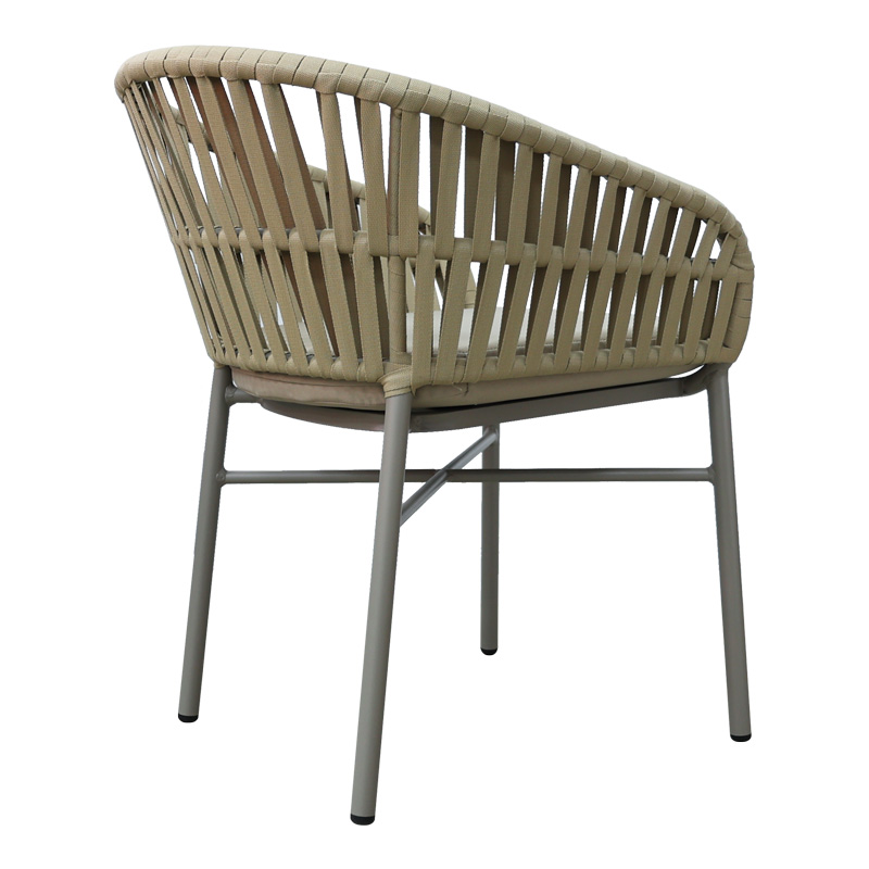 Πολυθρόνα Frama Pakoworld Αλουμίνιο-Pe Σχοινί Σε Καφε Απόχρωση Και Μαξιλάρι 57X60X78Εκ