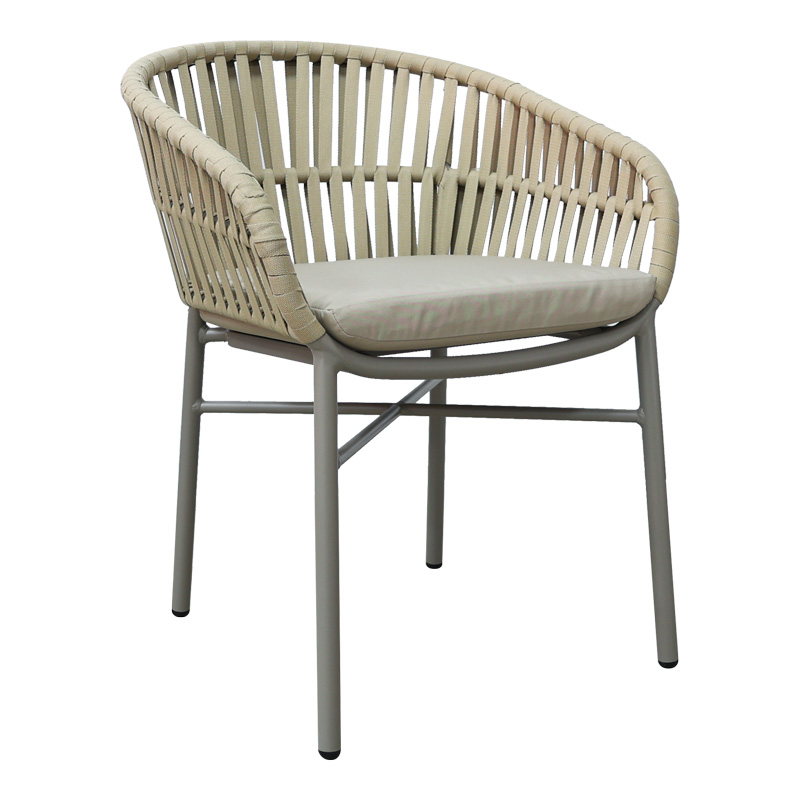 Πολυθρόνα Frama Pakoworld Αλουμίνιο-Pe Σχοινί Σε Καφε Απόχρωση Και Μαξιλάρι 57X60X78Εκ