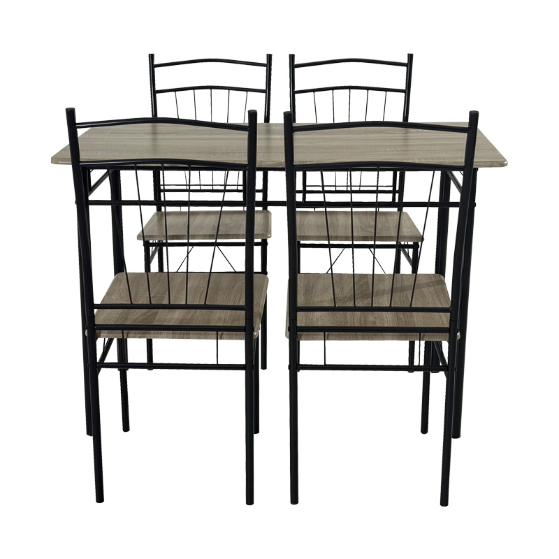 Τραπεζαρία Reforia Pakoworld Σετ 5Τμχ Mdf Σε Γκρι Απόχρωση Με Μαύρα Μεταλλικά Πόδια 110X60X74Εκ