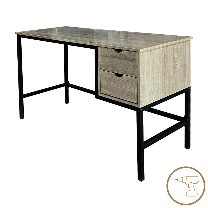 Γραφείο Εργασίας Ramen Pakoworld Σε Sonoma Απόχρωση Με Μαύρα Μεταλλικά Πόδια 120X48X76Εκ