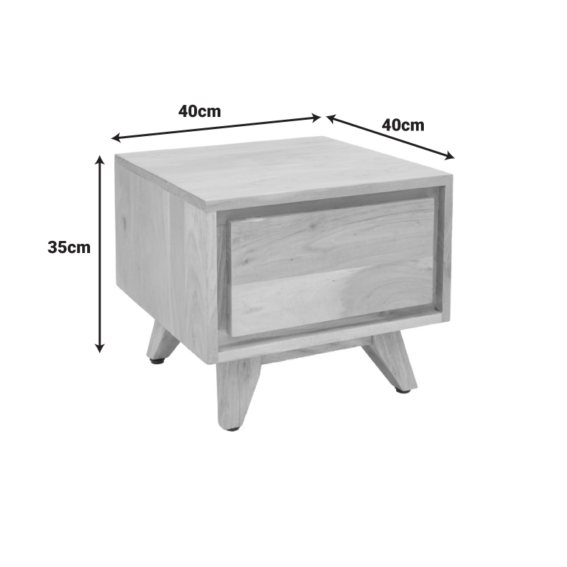 Κομοδίνο Emira Pakoworld Μασίφ Ακακίας Σε Φυσική Απόχρωση 40X40X35Εκ