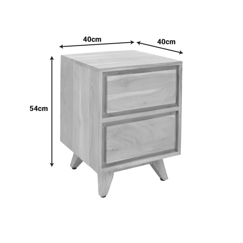 Κομοδίνο Emira Pakoworld Μασίφ Ακακίας Σε Φυσική Απόχρωση 40X40X54Εκ