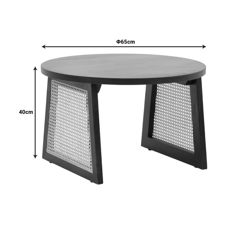 Τραπέζι Tamarind Pakoworld Ξύλο Mango-Φυσικό Rattan Σε Φυσική Απόχρωση Φ65X40Εκ