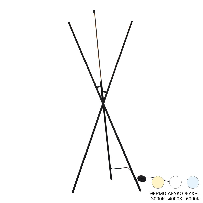 Φωτιστικό Δαπέδου Loly Pakoworld Led Μέταλλο Σε Μαύρη Απόχρωση 40X40X145Εκ