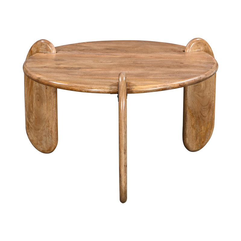 Τραπέζι Σαλονιού Earten Pakoworld Μασίφ Ξύλο Ακακίας Σε Φυσική Απόχρωση Φ80X40Εκ