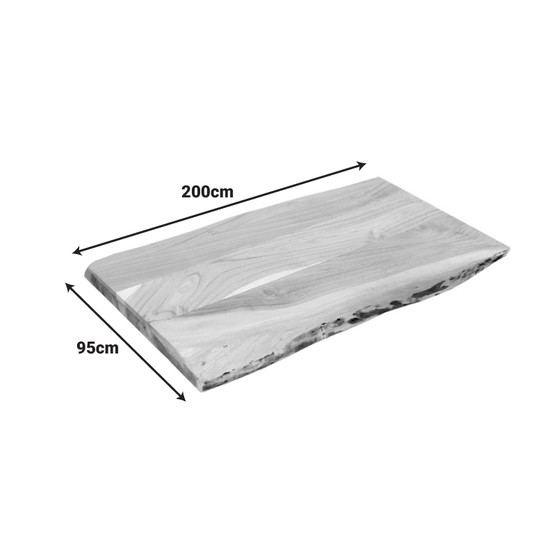 Επιφάνεια Τραπεζιού Pozier Pakoworld Μασίφ Ξύλο Ακακίας Σε Φυσική Απόχρωση 200X95X4Εκ