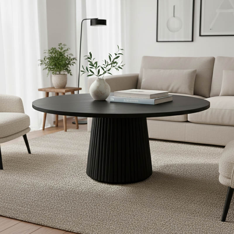 Τραπέζι Σαλονιού Tully Pakoworld Μασίφ Ξύλο Ακακίας Μαύρο Φ80X40Εκ