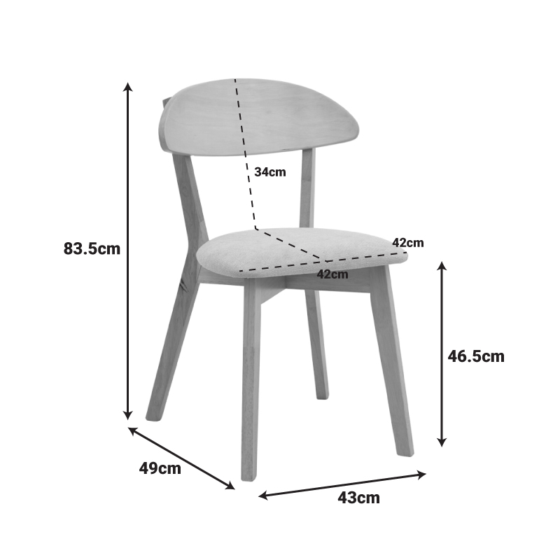 Καρέκλα Canon Pakoworld Rubberwood Σε Φυσική Απόχρωση Με Γκρι Μπεζ Ύφασμα 43X43X79.5Εκ