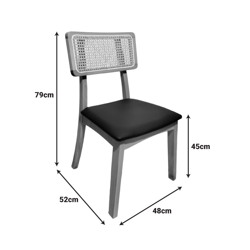 Καρέκλα Renna Pakoworld Ξύλο Οξιάς Σε Φυσική Απόχρωση Με Μαύρο Pu Μαξιλάρι 48X52X79Εκ