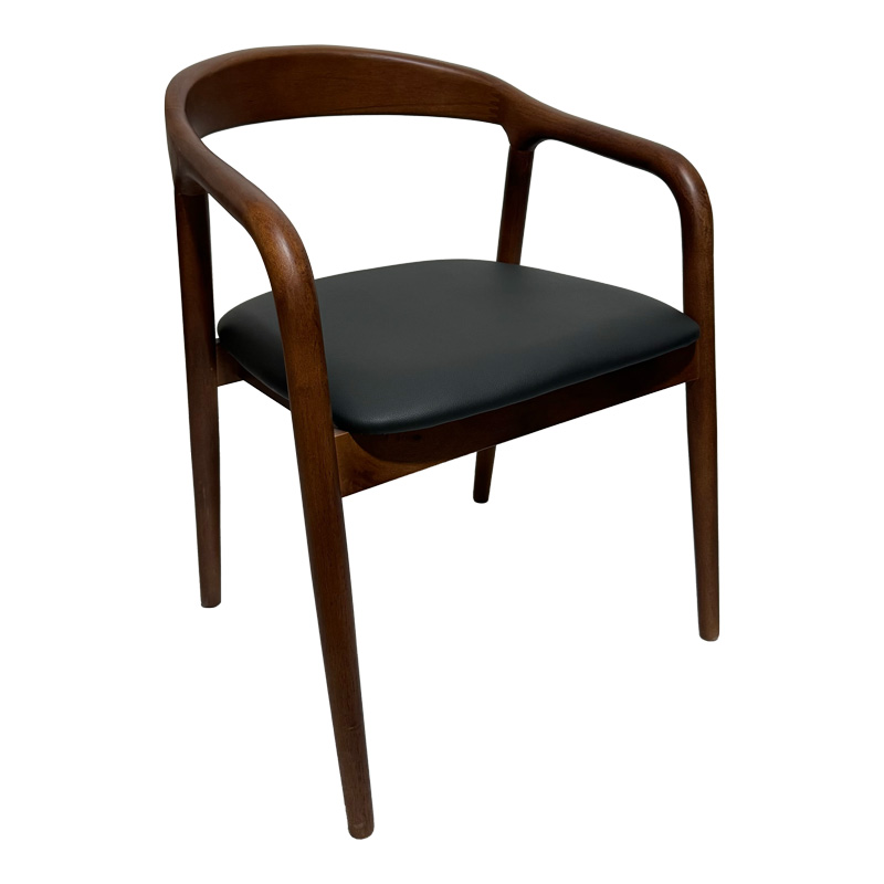 Πολυθρόνα Hogie Pakoworld Rubberwood Καρυδί- Μαύρο Pu Μαξιλάρι 61X60X76Εκ