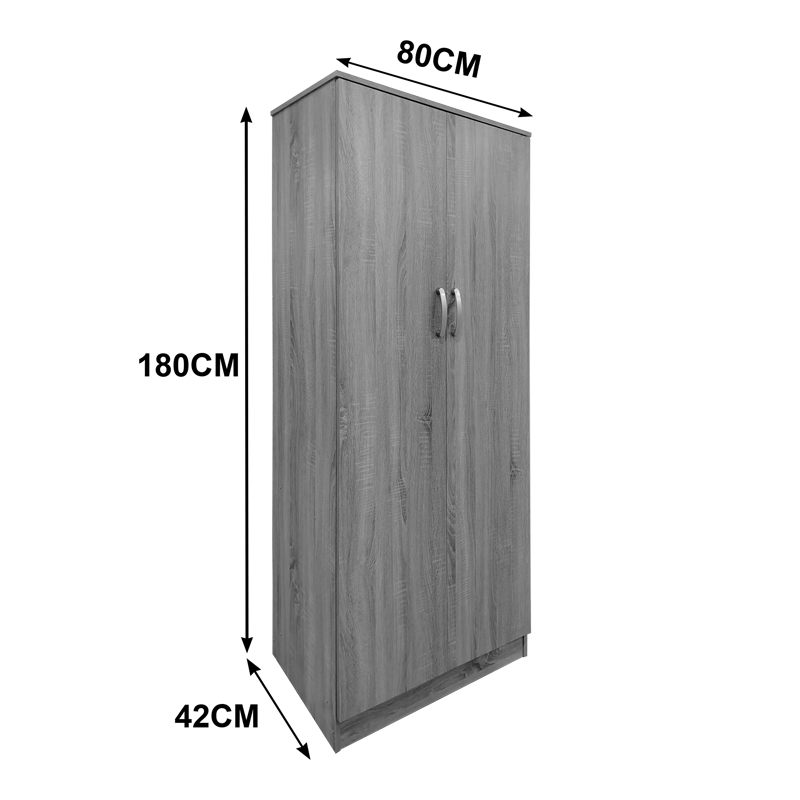 Ντουλάπα Δίφυλλη Lego Pakoworld Σε Sonoma-Ανθρακί Απόχρωση 80X42X180Εκ