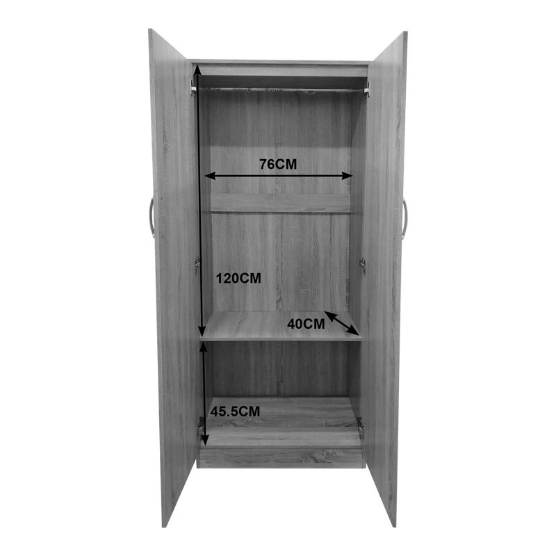 Ντουλάπα Δίφυλλη Lego Pakoworld Σε Sonoma-Ανθρακί Απόχρωση 80X42X180Εκ