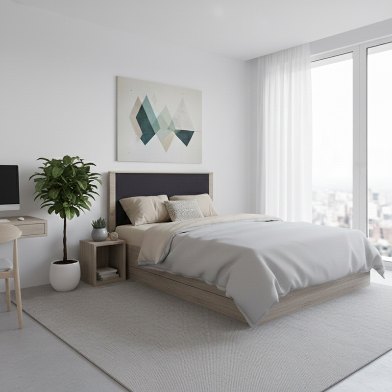 Κρεβάτι Athos Pakoworld Σε Sonoma-Ανθρακί Απόχρωση 140X200Εκ