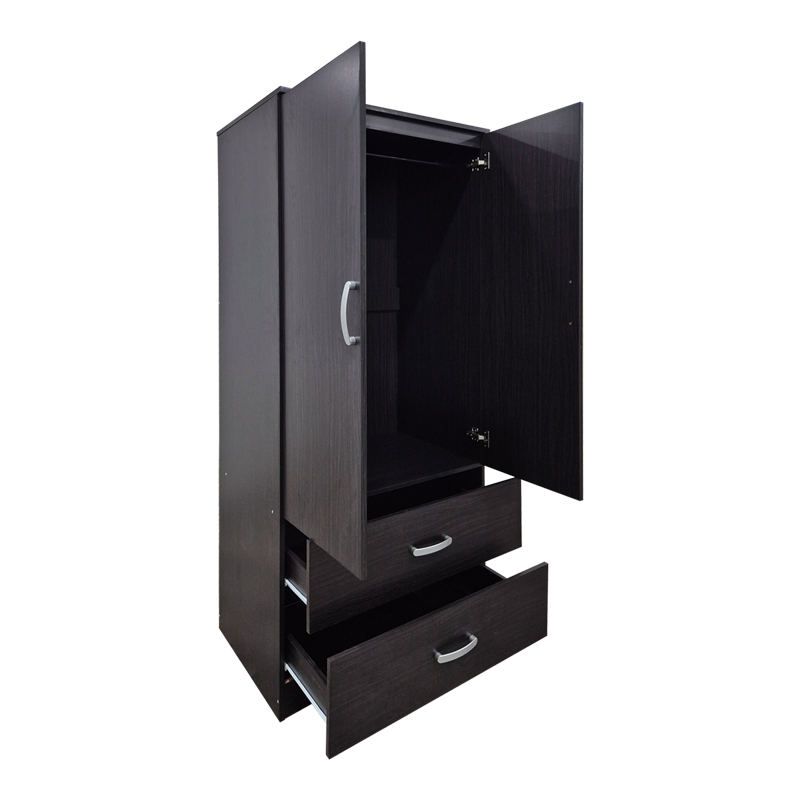 Ντουλάπα Δίφυλλη Με 2 Συρτάρια Alvia Pakoworld Wenge 80X51.5X180Εκ