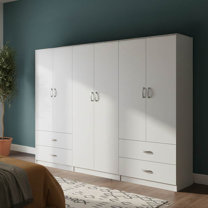 Ντουλάπα Εξάφυλλη Lego Pakoworld Λευκή 240X42X180Εκ