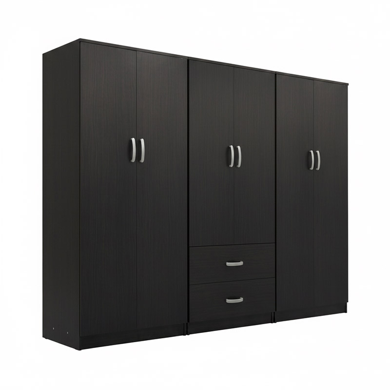 Ντουλάπα Εξάφυλλη Athos Ι Pakoworld Wenge 240X42X180Εκ