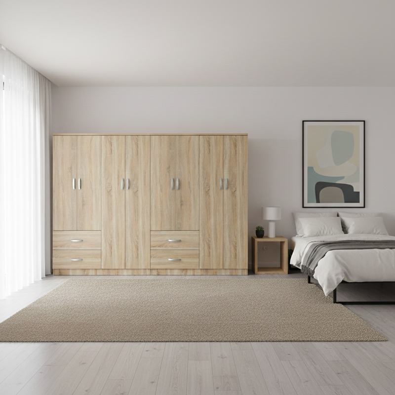 Ντουλάπα Οχτάφυλλη Athos Pakoworld Sonoma 241X42X181Εκ
