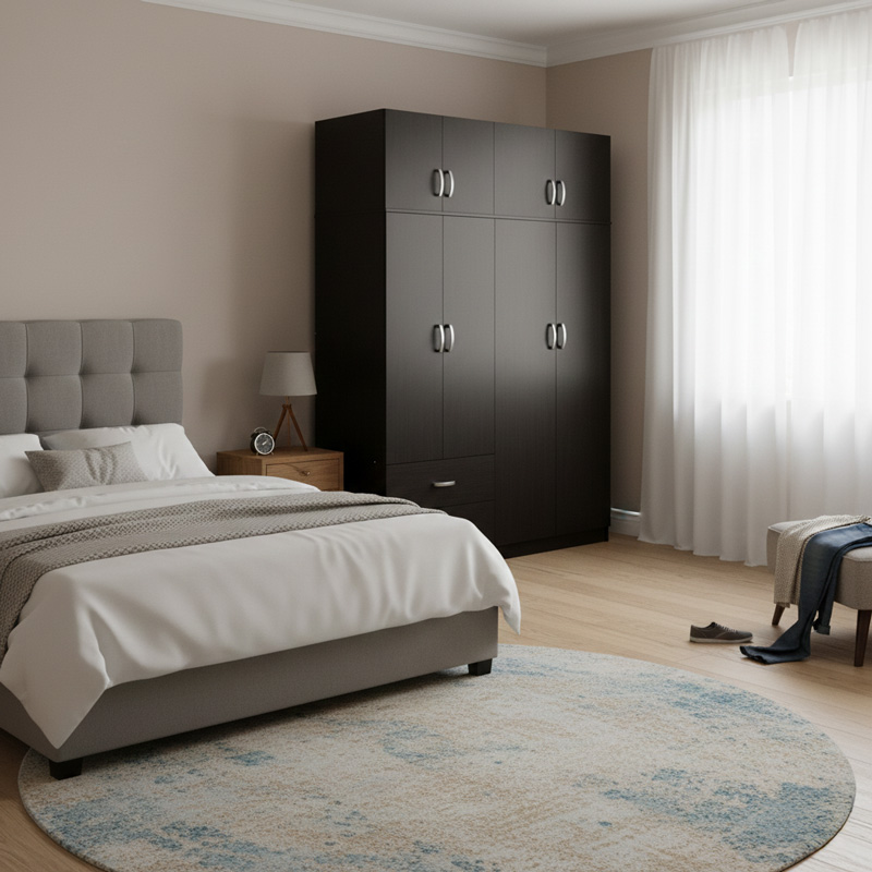 Ντουλάπα Εξάφυλλη Με Πατάρι Athos Pakoworld Wenge 240X42X240Εκ