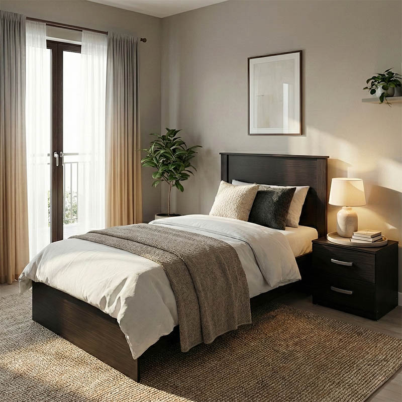 Σετ Κρεβατοκάμαρας Athos Wenge Με Κρεβάτι 90X190Εκ Σετ 2Τεμ