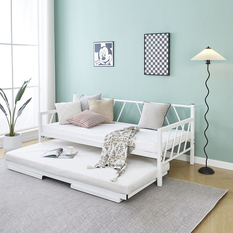 Κρεβάτι-Καναπές Remmie Pakoworld Μέταλλο Λευκό 90X190Εκ