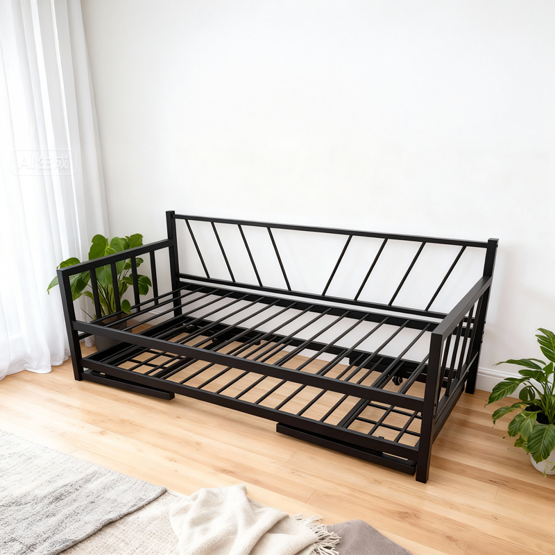 Κρεβάτι-Καναπές Remmie Pakoworld Μέταλλο Μαύρο 90X190Εκ