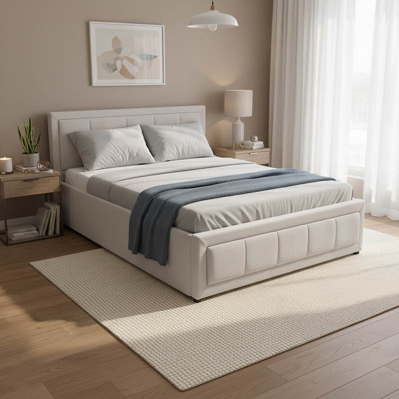 Κρεβάτι Huga Pakoworld Με Αποθηκευτικό Χώρο Ύφασμα Γκρι 120X200Εκ