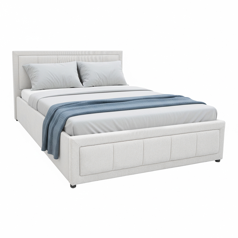 Κρεβάτι Huga Pakoworld Με Αποθηκευτικό Χώρο Ύφασμα Γκρι 120X200Εκ