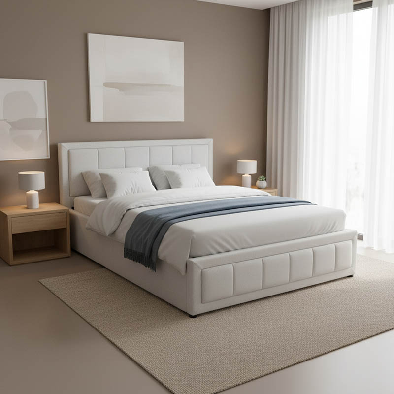 Κρεβάτι Huga Pakoworld Με Αποθηκευτικό Χώρο Ύφασμα Γκρι 160X200Εκ