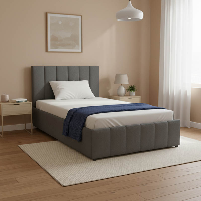 Κρεβάτι Snuggle Pakoworld Με Αποθηκευτικό Χώρο Βελούδο Ανθρακί 120X200Εκ