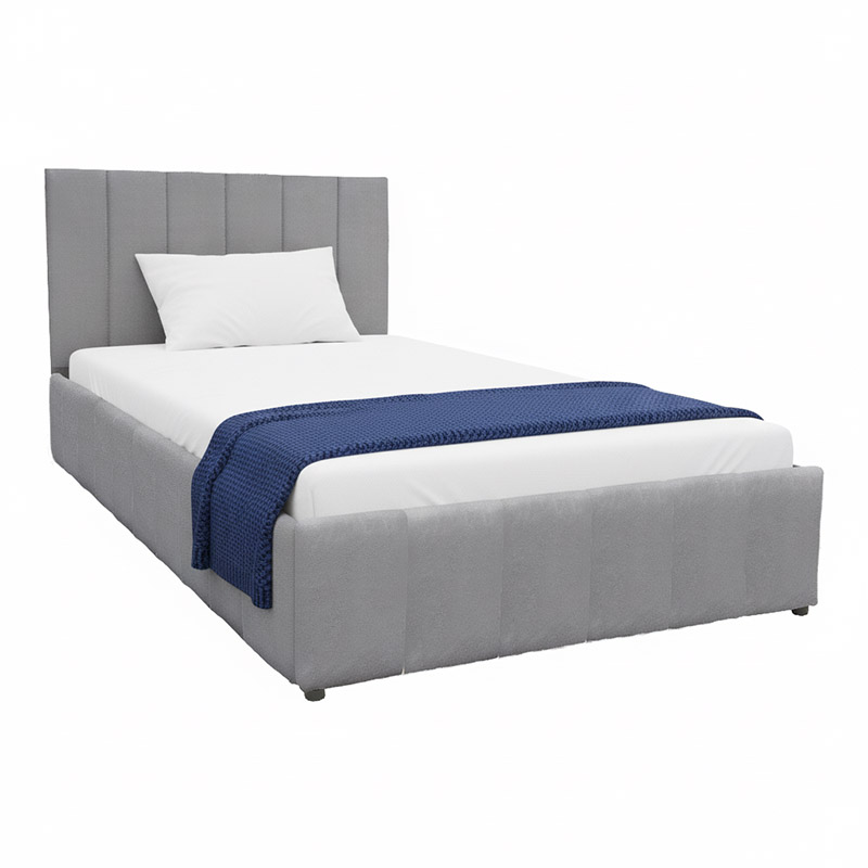 Κρεβάτι Snuggle Pakoworld Με Αποθηκευτικό Χώρο Βελούδο Γκρι 120X200Εκ