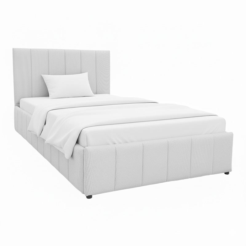 Κρεβάτι Snuggle Pakoworld Με Αποθηκευτικό Χώρο Ύφασμα Γκρι 120X200Εκ