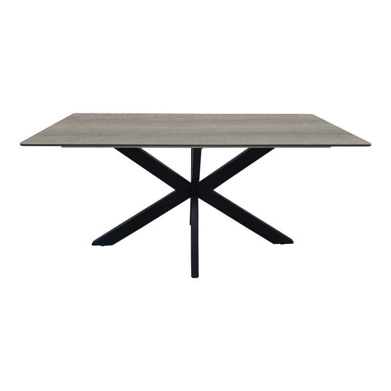 Τραπέζι Bethan Pakoworld Sonoma Με Γκρι Mdf Και Μαύρο Μέταλλο 180X90X75Εκ