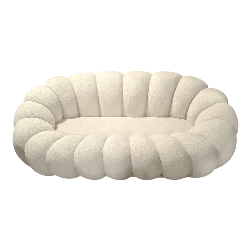 Καναπές Embrace Pakoworld Μπουκλέ Ύφασμα Σε Μπεζ Απόχρωση 180X105X65Εκ